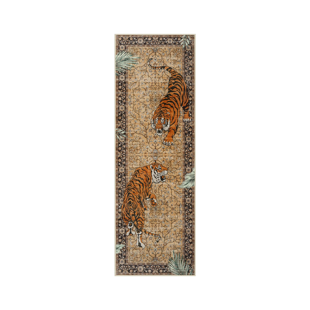 Boho Tiger Hallway Runner Rug, Washable Kitchen Rug Runner
