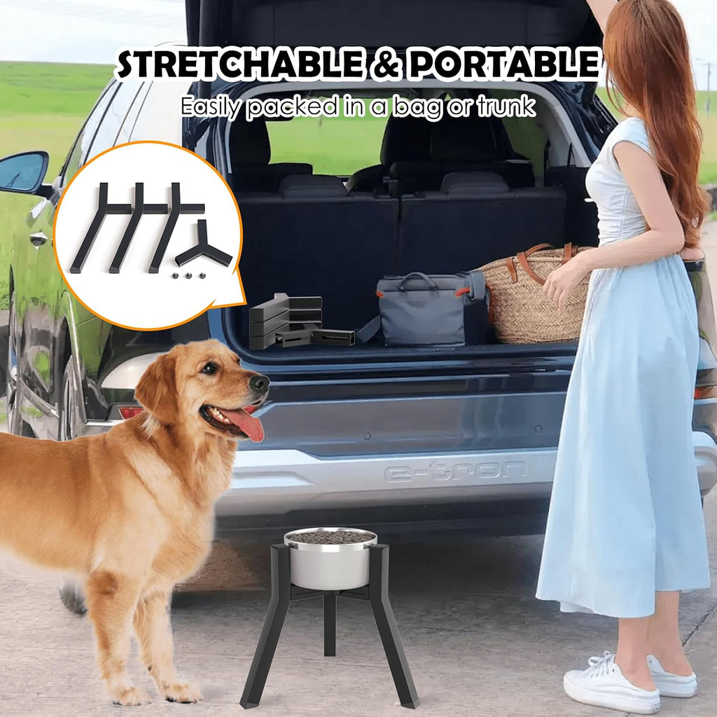 Dog Bowl Stand for Medium Large Dogs, Adjustable Width Elevated Dog Bowls 7-10.6", Raised Dog Food Water Bowls, 11