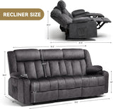 Loveseat Recliner Sofa,Fabric Home Theater Seating Seats,RV Manual Reclining Chair with Bluetooth Speakers,Living Room