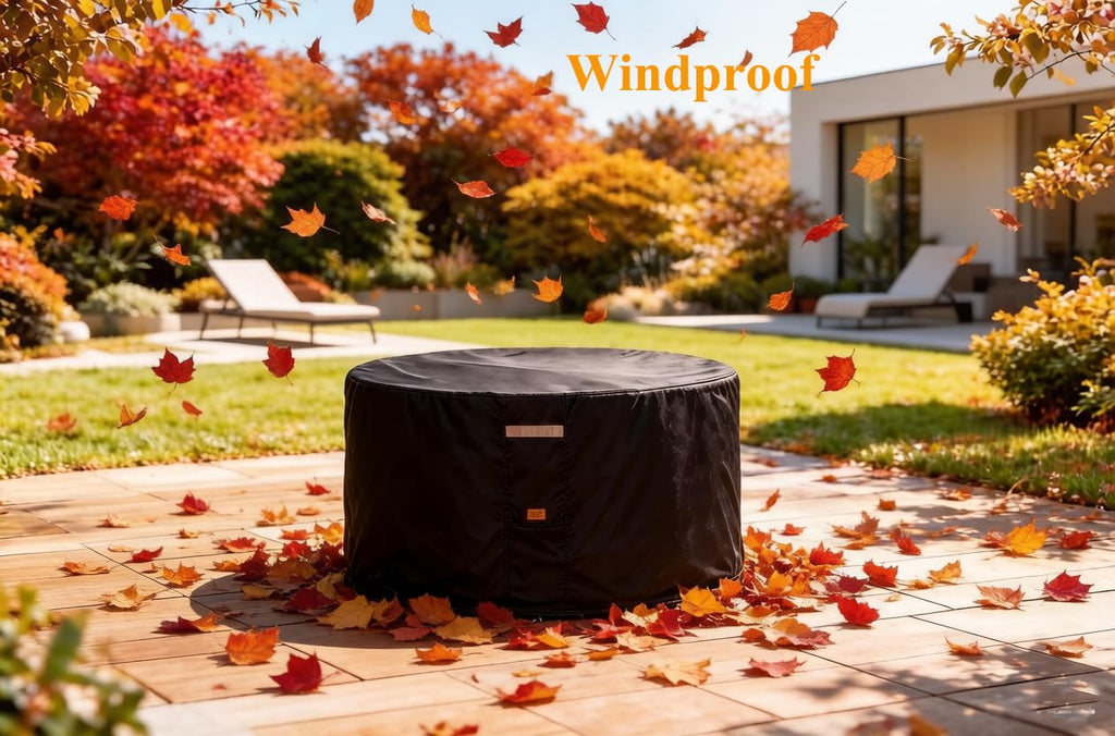 Fire Pit Cover Round Patio Outdoor Waterproof 50Dia Black