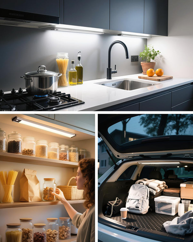 17.5inch Under Cabinet Lighting, 4500Mah Motion Sensor Light Indoor, 4 Pack