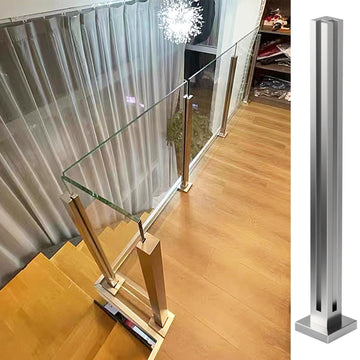 Glass Railing Post, No-Punch Glass Railing System with Spigot Slots & Base, Heavy-Duty 304 Stainless Steel Clamp for