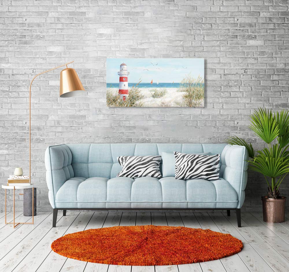 Lighthouse Canvas Wall Art Bathroom Lighthouse Art Seagull Themed Boat Wall Coastal Wall Decor Large Framed Easy to