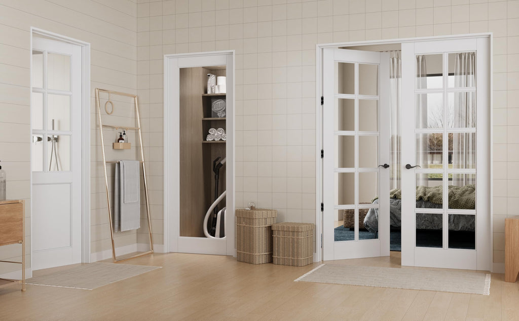 32x80 Interior Door Slab, 6-Lite Clear Glass Doors, Pantry Door, Room Doors