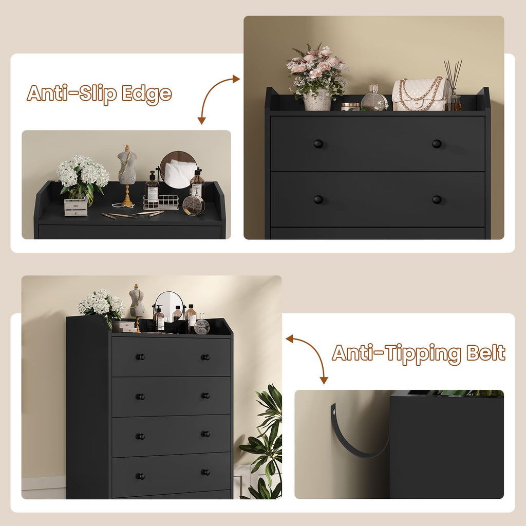 6 Drawer Tall Black