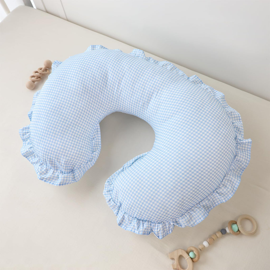 Cotton Nursing Pillow Cover, Removable Ruffled Pillowcase for Breastfeeding Pillows, Ultra Soft Comfortable Slipcover