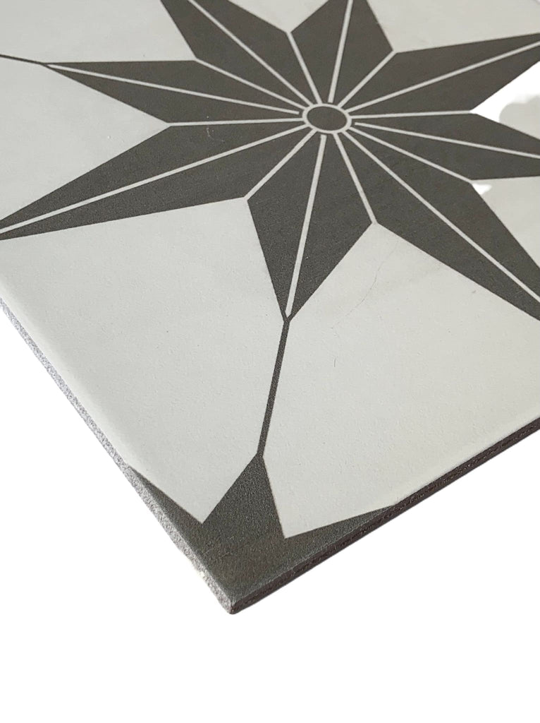 TrueNorth 12x12 Geometric Pattern Modern Encaustic Style Ceramic Wall Floor Tile Off-White (8 Pieces)
