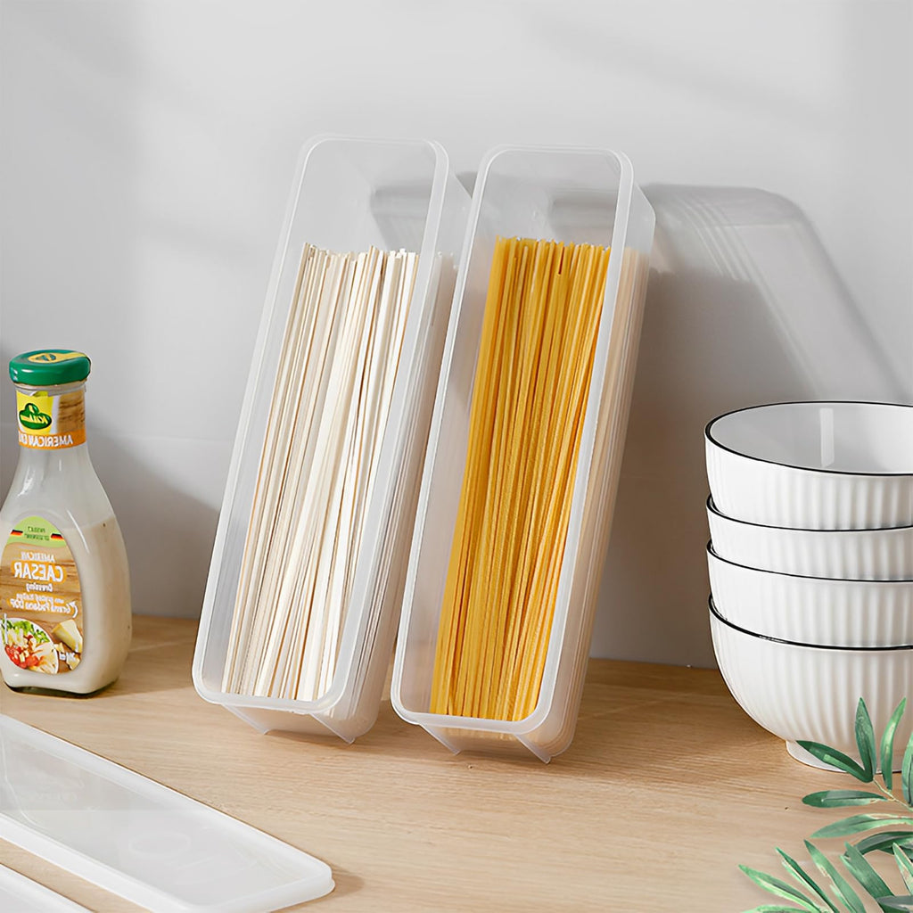 Set of 6 Pasta Storage Containers with Lid, Airtight Spaghetti Noodle Holder Rectangular Chopstick Storage Box Sealed