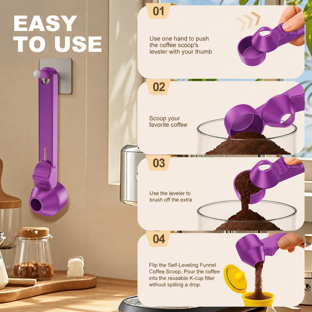 Coffee Scoop with Funnel for Ground Coffee & Protein Powder, 2 Tbsp