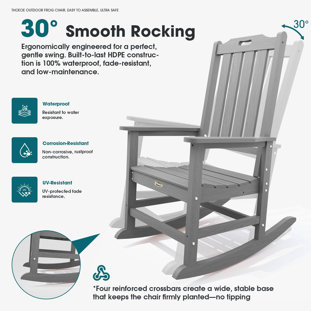 Outdoor Rocking Chair, Oversized HDPE Patio Rockers