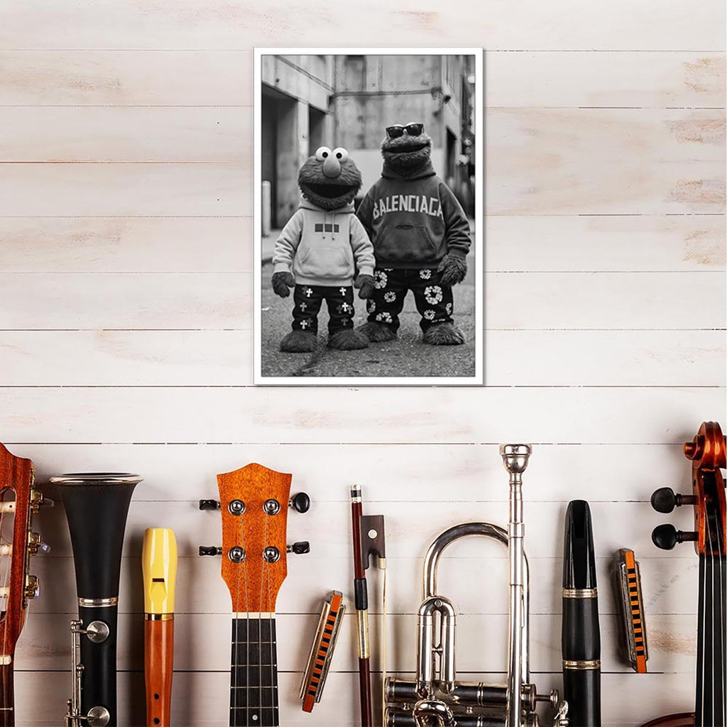 Funny Urban Street Style Poster Black And White Canvas Wall Art Vintage Abstract Urban Characters Inspired Artwork