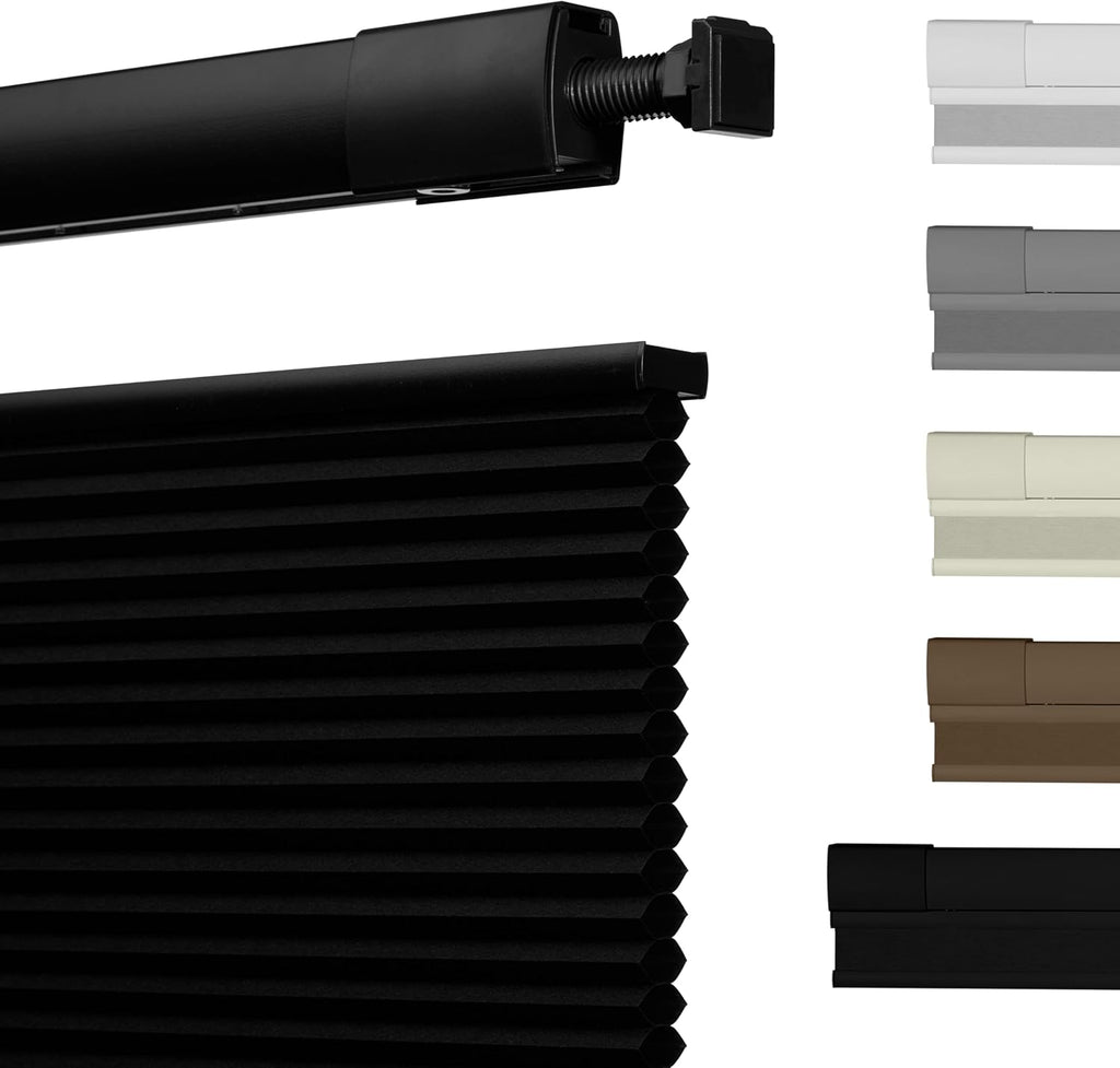No Drill TDBU Cellular Shades for Windows,Grey, | Top Down B - Black
