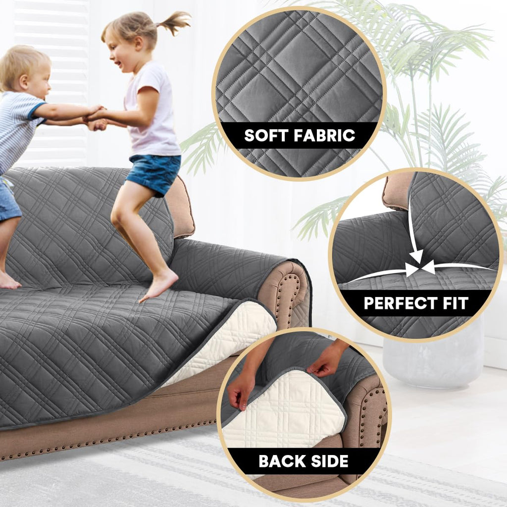100% Waterproof Loveseat Covers for 2 Cushion Couch Sofa Covers Waterproof and Washable Sofa Slipcover with Side