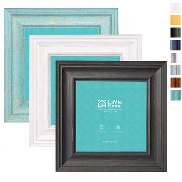5x5 Picture Frames (3 Pack, Assorted Colors) Rustic Wood Grain Photo Frame Set with High Definition Glass for Wall