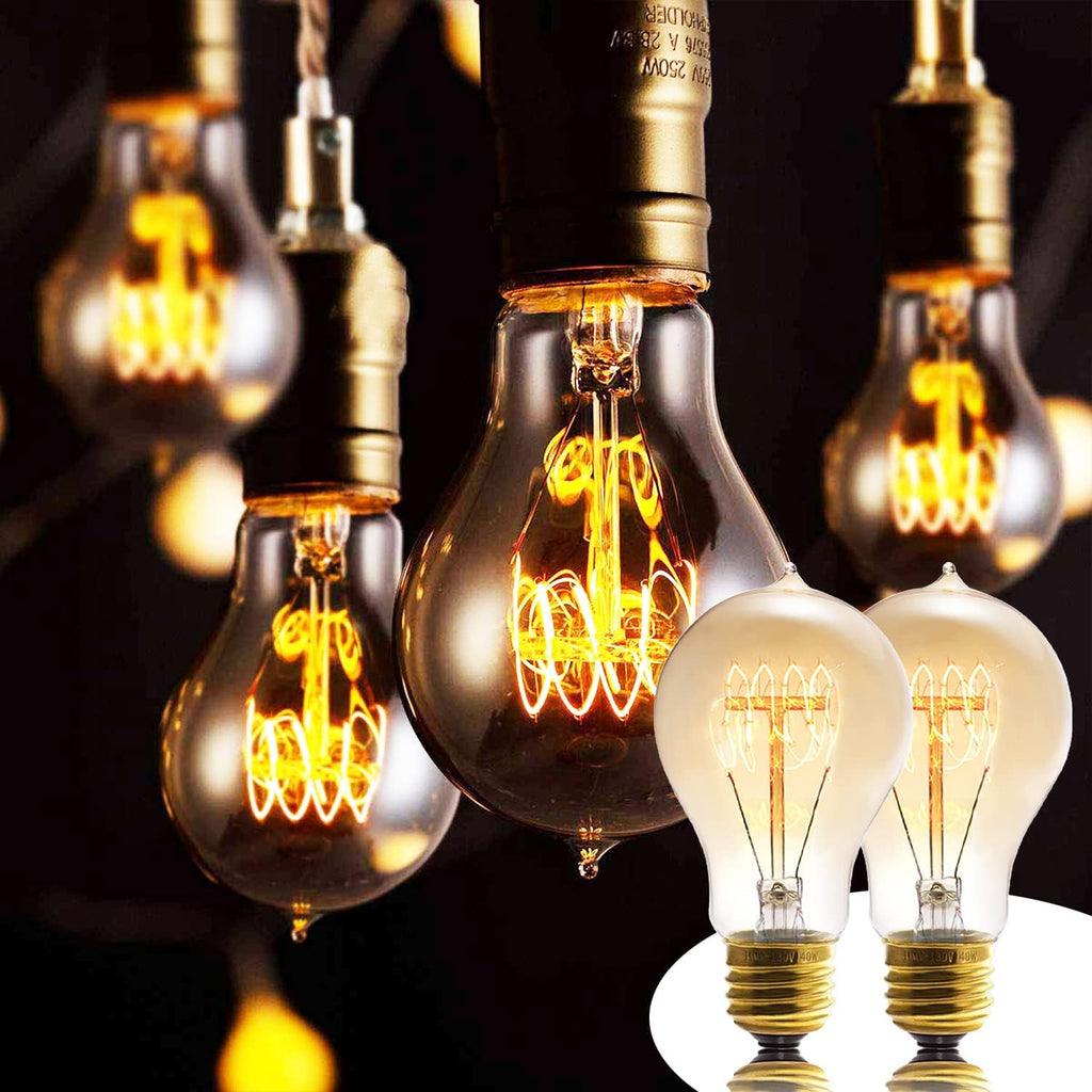 A19 Incandescent Light Bulbs 40W E26 Dimmable Edison Bulbs 2 Pack