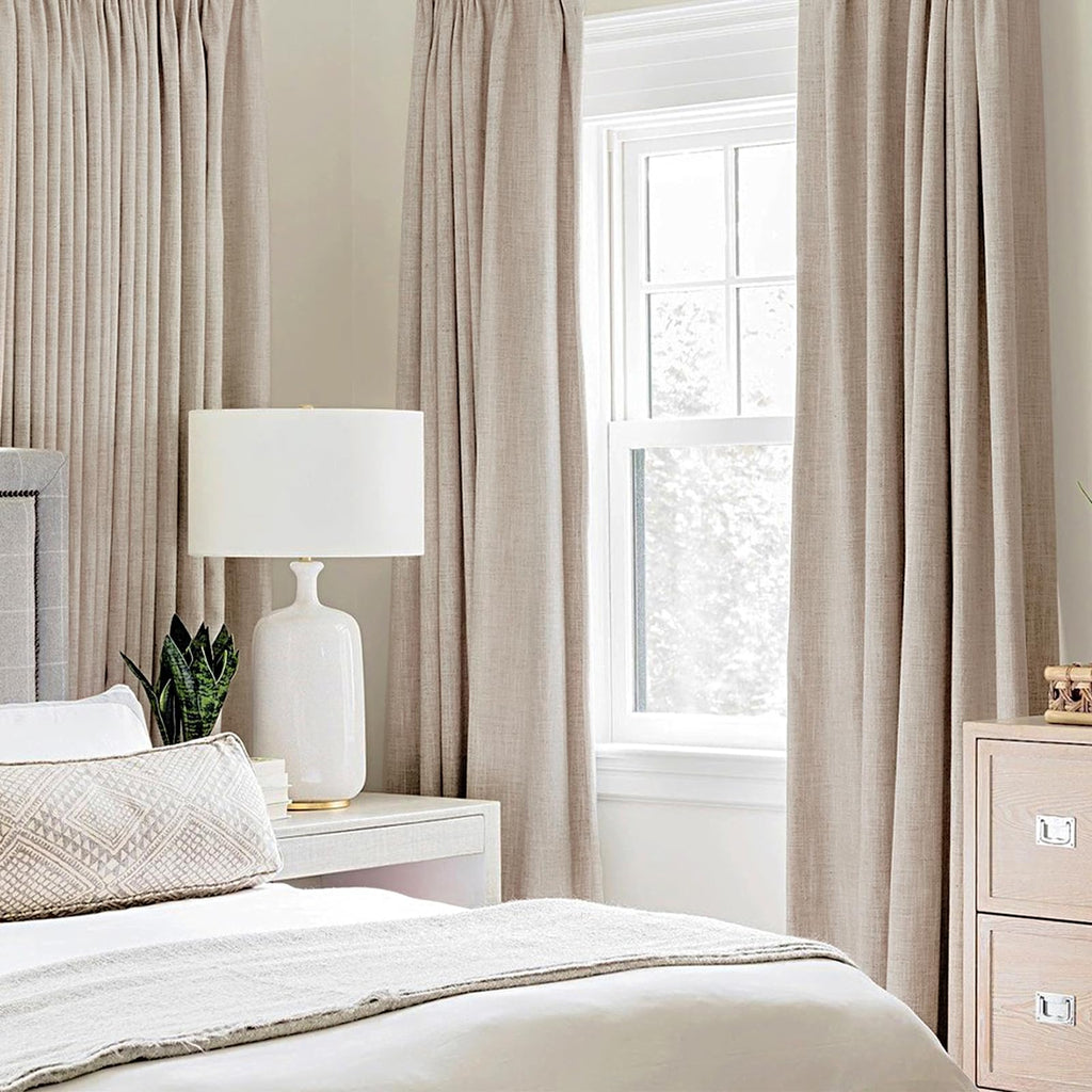 100% Blackout Linen Curtains 52x120 Inches Natural Beige