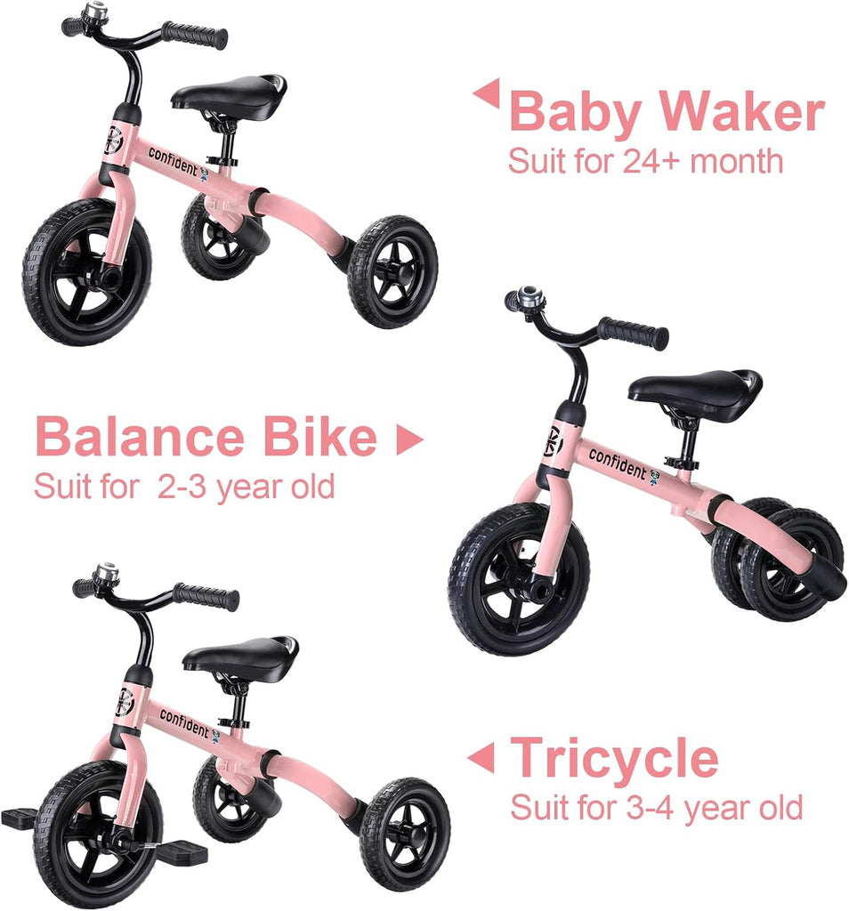 3 in 1 Tricycles for 3-5 Year Olds, Kids Balance Bike, Birthday Gift