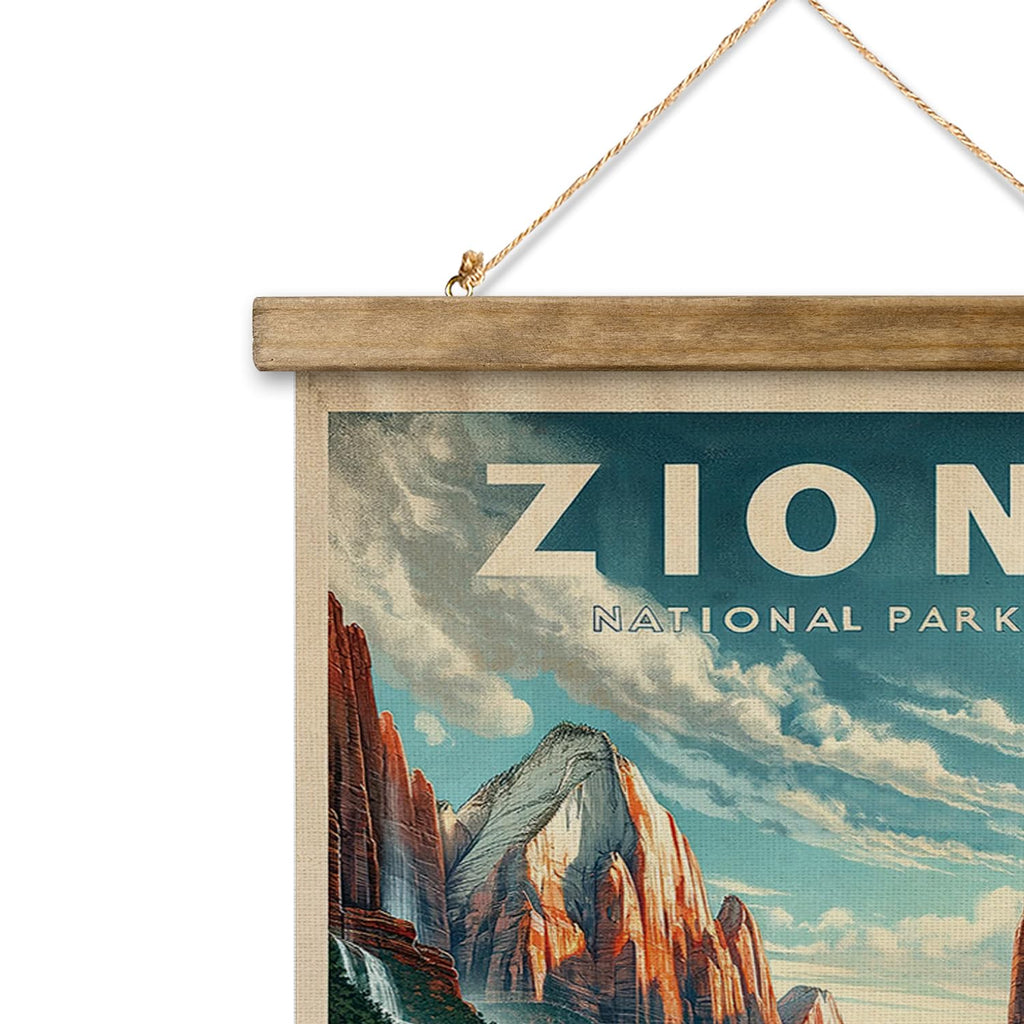 Zion National Park Wall Art, Vintage Utah Landscape Travel Poster