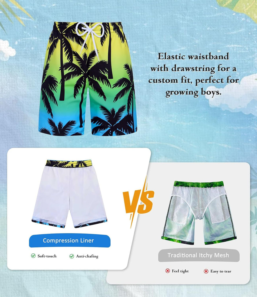 Boys Rash Guard Swim Set, UPF 50+ Swim Shirt and Trunks