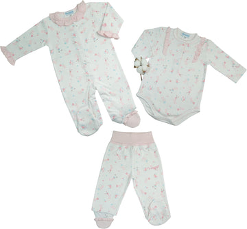 Me & My Baby Piece Baby Girl Set - Bunnies Print - Pima Cotton - By Iky Store