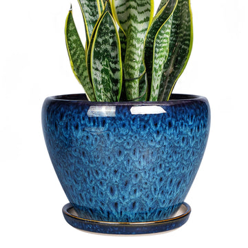 8 Inch Ceramic Plant Pot, Ceramic Planter Pot for Indoor Outdoor Plants, Round Flower Pot with Drainage Hole and