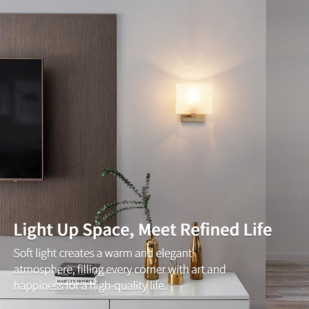 Indoor Small Flat Hardwired Acrylic Shade Gold Wall Sconce Light Set of 2