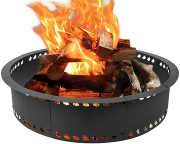 Outdoor Smokeless Fire Pit Ring 31 inch, Metal Steel Firepit Ring Insert Round Firepit Ring for Outside Wood Burning