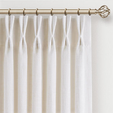 Memory Trained Pinch Pleated Curtains 90 Inches Long, Linen Curtains, 2 Panel Set Pinch Pleated Drapes with Hooks