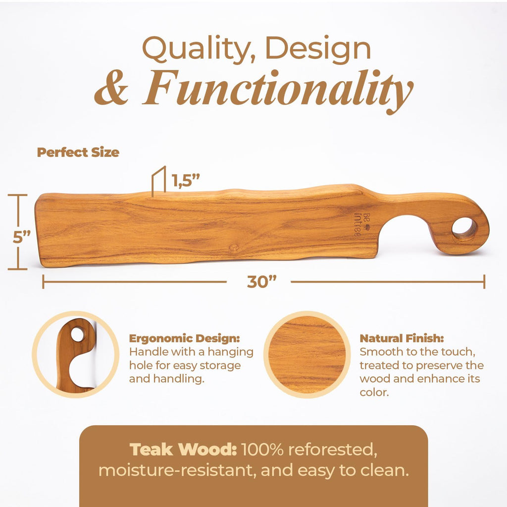 Premium Small Serving Board - Teak Charcuterie Board with Handle for Cheese, Appetizers & Food Presentation
