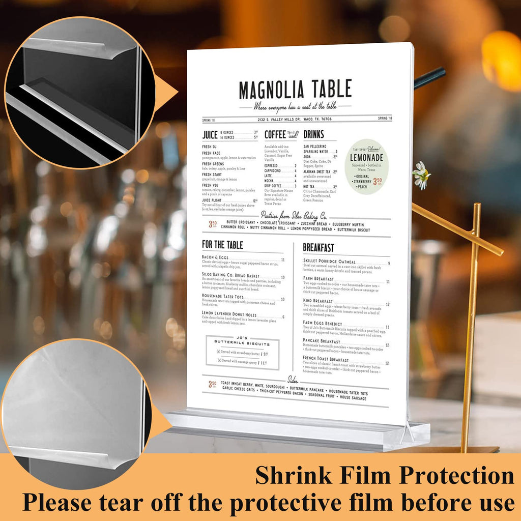 30 Pack Acrylic Sign Holder 8.5 x 11, Clear Display Table Top Signs Stand, Double Sided T Shape Flyer Holder, Plastic