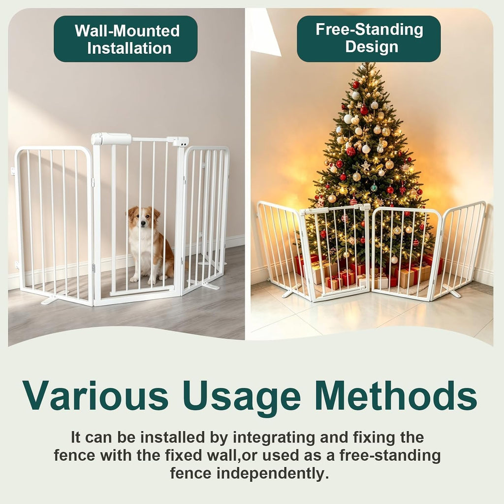 Heavy-Duty Freestanding Dog Gate 106" Wide 30" Tall 6 Panels