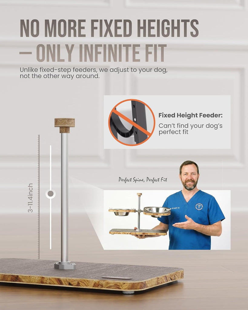 Elevated Dog Bowls, Adjustable Height & Tilt Bowl Stand