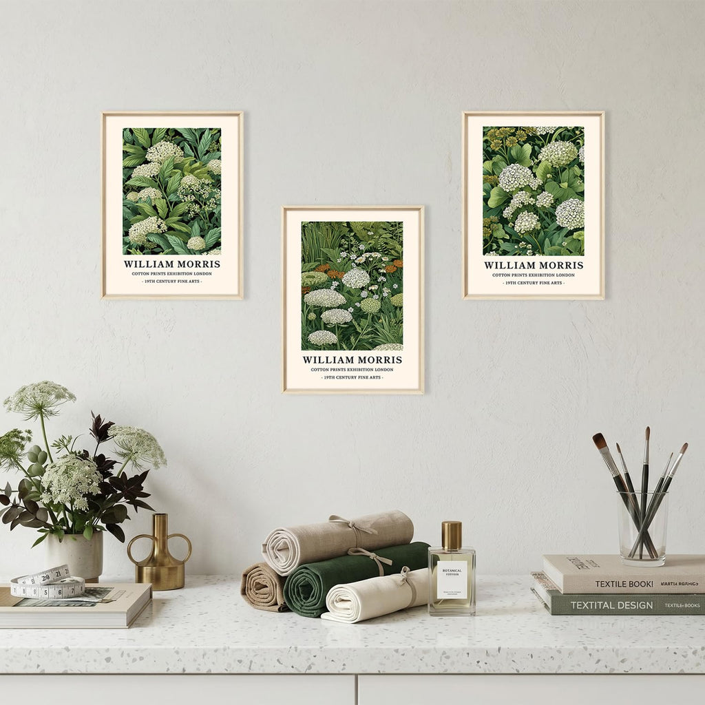 William Morris Sage Green Floral Framed Canvas Wall Art-12"x16"x3
