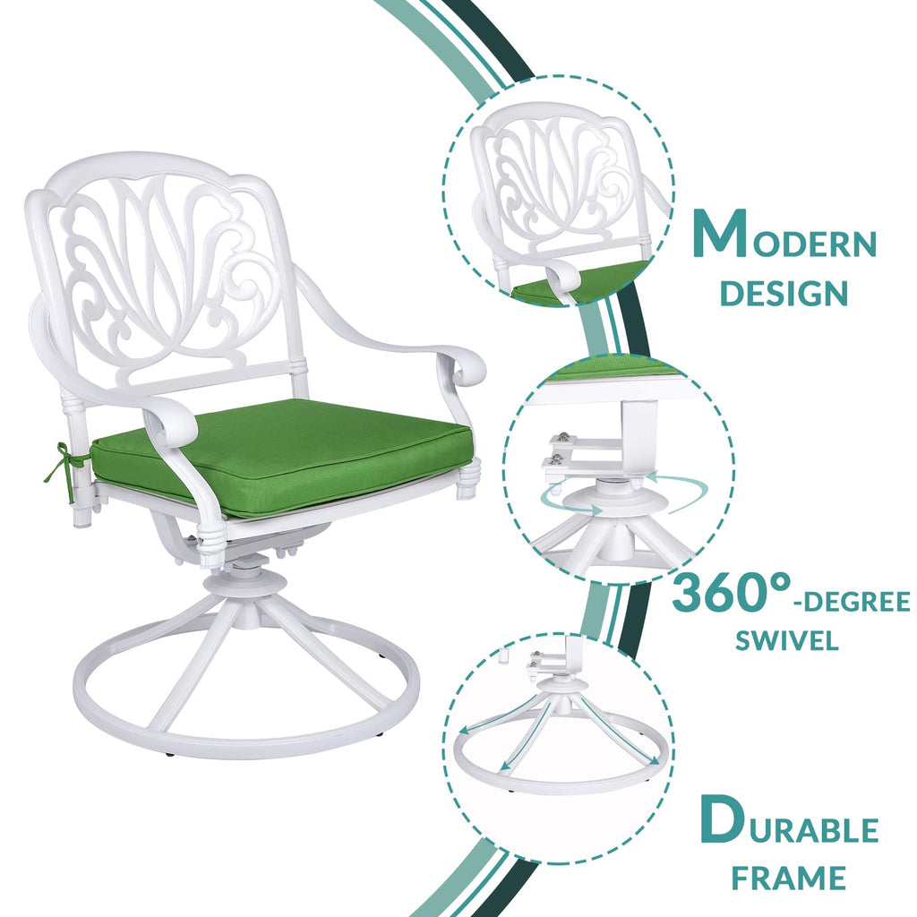 2 Piece Patio Dinning Swivel Chairs Rocker, Outdoor All-Weather Cast Aluminum Chairs, Patio Bistro Dining Chair Set