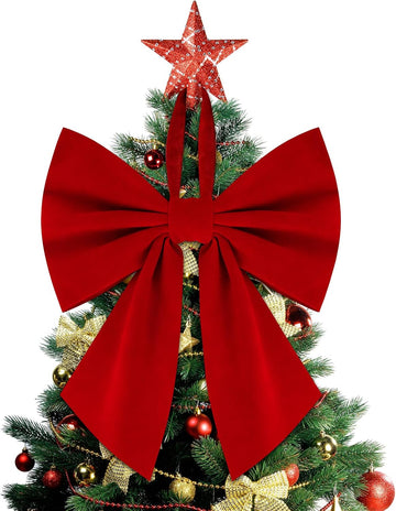 Tree Topper Bow 16 x 22, Giant Bows Christmas Decorations, Velvet Bow Christmas Wreath Wreath Wall Backdrop Birthday