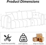91.5" W Cloud Boucle Sofa for Living Room, Modern Comfy Boucle Couch with Rolled Arms and Soft Pillows