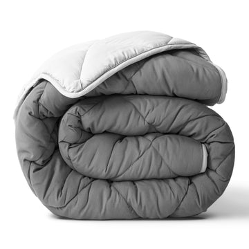 Twin/Twin XL Reversible Comforter - Duvet Insert -Light/Dark Gray