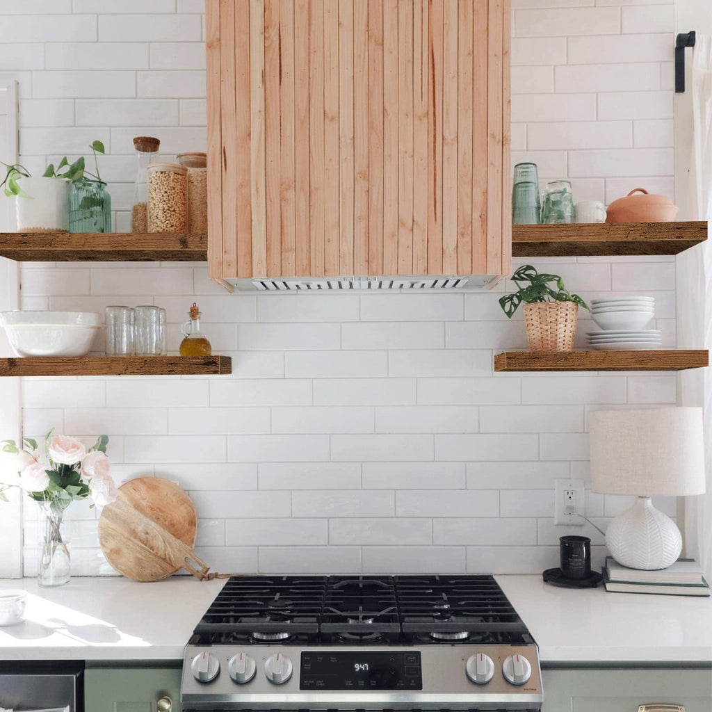 Bathroom Floating Shelves for Wall (Brown, Set of 2, 15.7")
