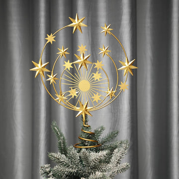 Celestial Gold Metal Tree Topper, 10 Inch Christmas Holiday Decor
