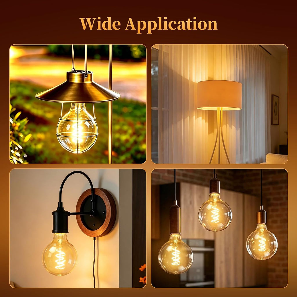 6W G125 Large LED Globe Light Bulb,Dimmable Edison Round LED Bulb