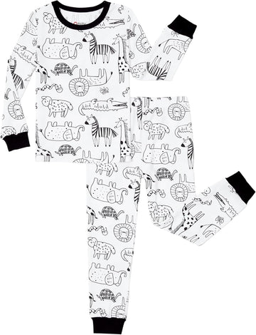 Bamboo Viscose Pajama Set for Toddlers with Improved Tensile Strength, Snug Fit Pjs Sleeper for Baby Boys Girls Kids