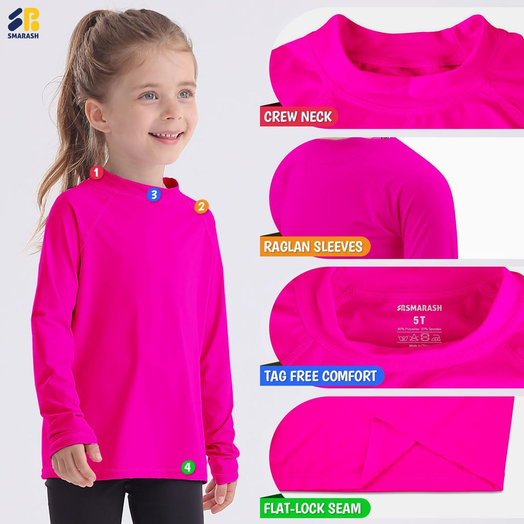Girls Rash Guard Swim Shirt Long Sleeve for Toddler Kids Babies Infant Rashguard Water Shirt UPF50+ Swimming SPF Sun