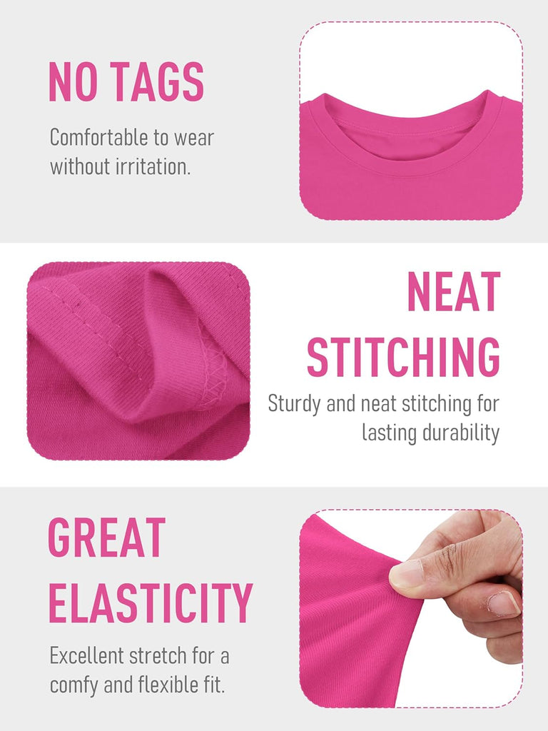 5 Pack Girls Long Sleeve Shirts Kids Cotton Crew Neck Tops