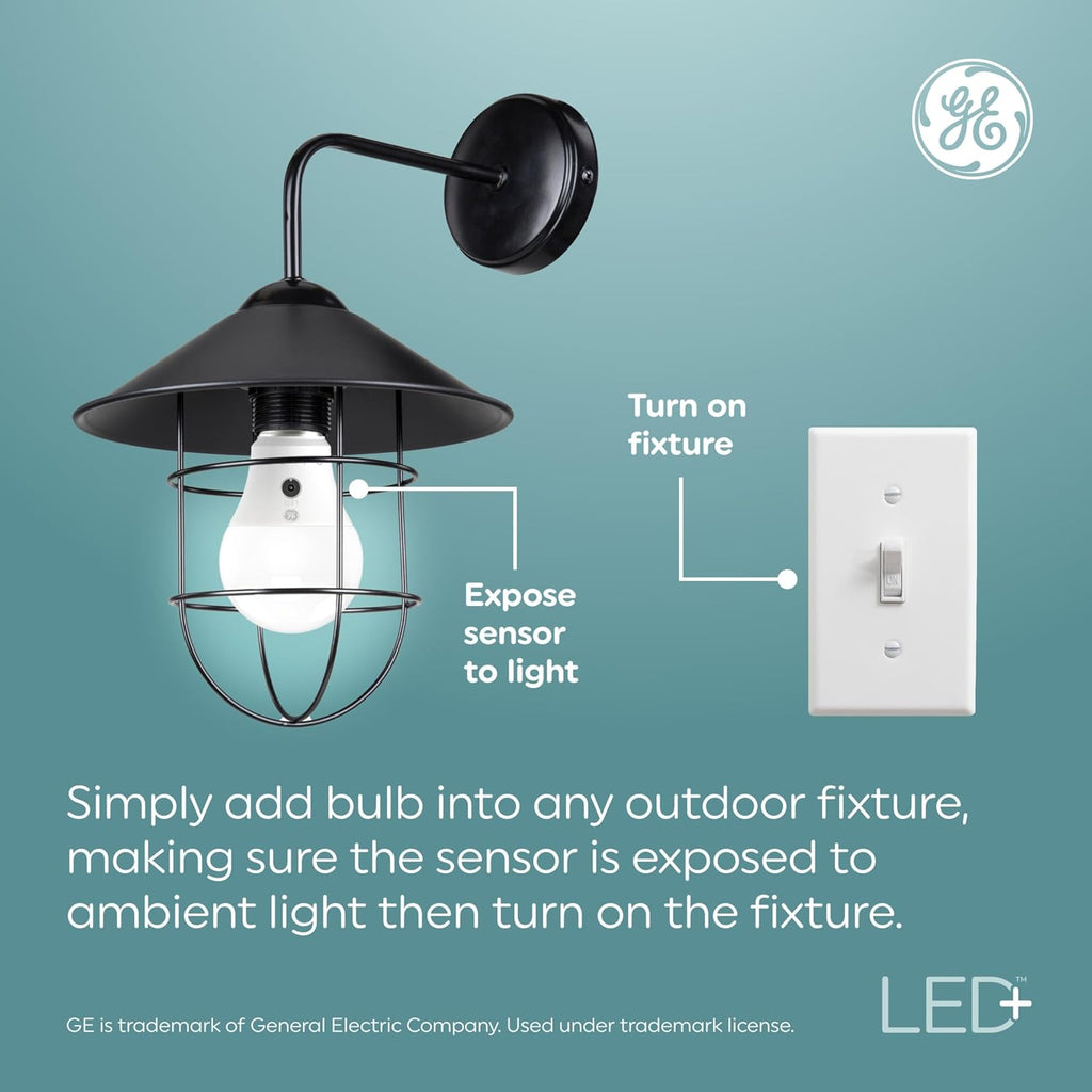 GE LED+ Dusk to Dawn LED Light Bulbs, 15 Watts, Automatic On/Off PAR38 Outdoor Floodlight, Daylight (3 Pack)