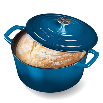 6 Qt PFAS-Free Enameled Cast Iron Dutch Oven Pot with Lid, Santorini