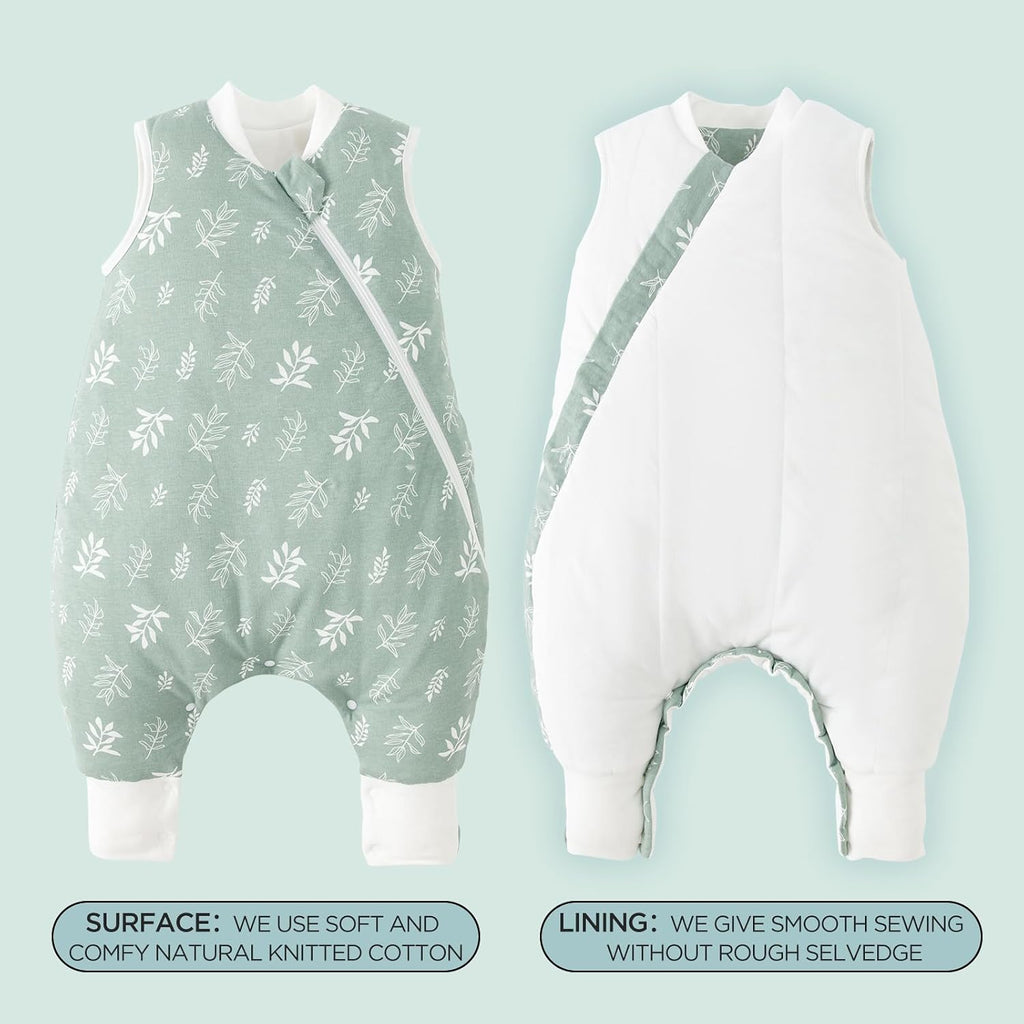 2.5 TOG Toddler Sleep Bag 100% Cotton Winter Side Open Zipper Baby Sleep Sack with Feet, Warm Toddler