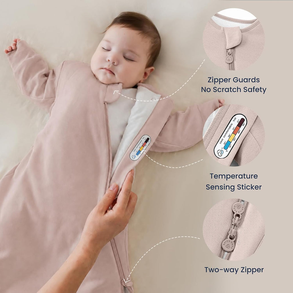 KaiyaBaby Organic Cotton Baby Sleep Sack, Long Sleeve 1.0 TOG