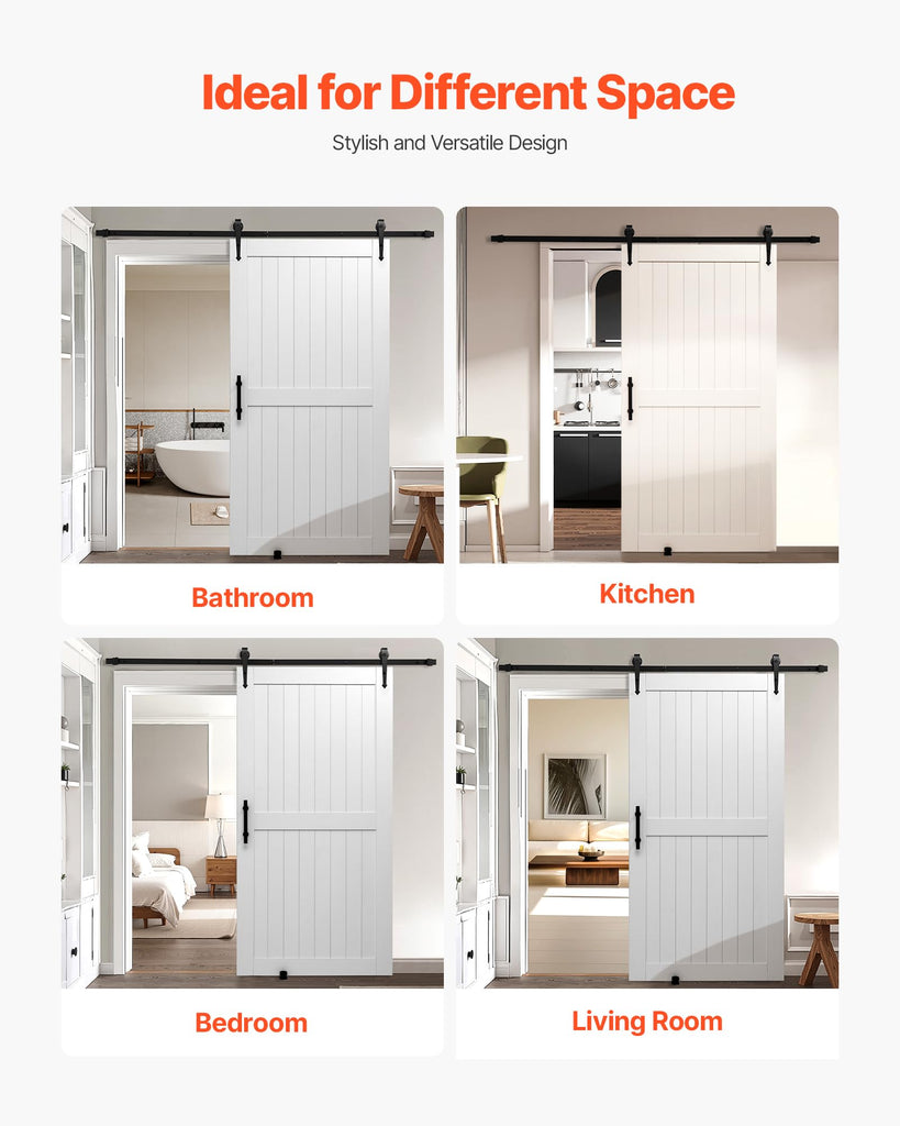 Sliding Barn Door, 42 x 84 inch, High-Strength MDF Panel, Barn Door with Hardware Kit, Water-Proof PVC Surface, Easy