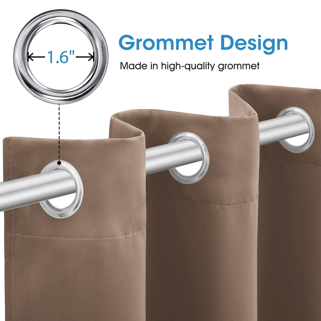 Blackout Curtains 52 X 84 Inch Long 2 Panels Set Cappuccino Room Darkening Curtains/Drapes, Thermal Grommet Taupe