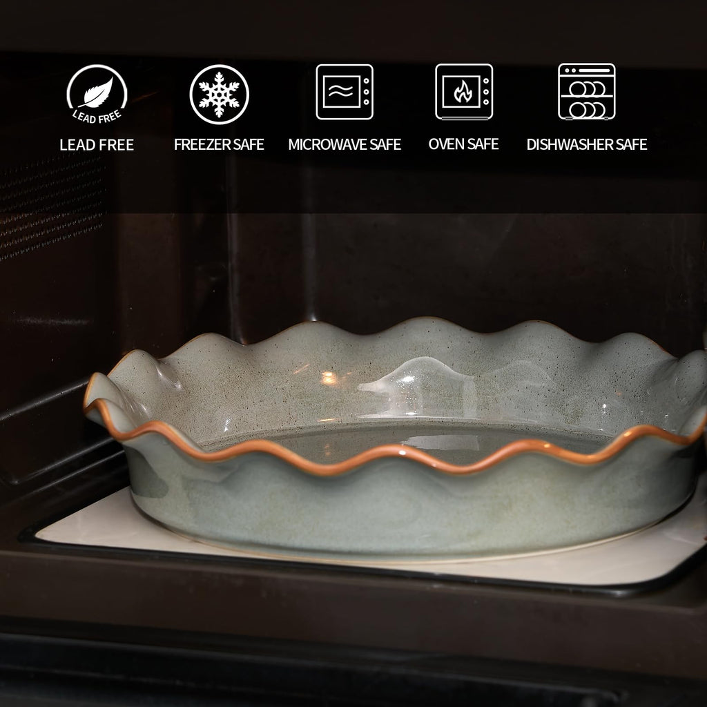 Ceramic Pie Pan for Baking[10.5 inch], Reusable NonStick Ceramic Baking Dish